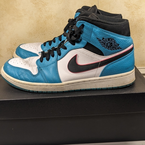 Size 10.5 Nike Air Jordan 1 SE Mid South Beach With Box Turbo Green WORN - Picture 5 of 8
